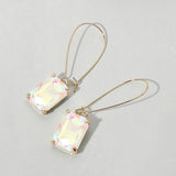 Emerald Cut Stone Dangle Evening Earrings