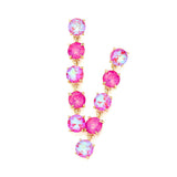 Round Stone Link Dangle Evening Earrings