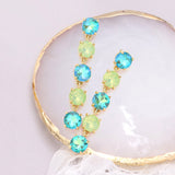 Round Stone Link Dangle Evening Earrings