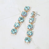 Round Stone Link Dangle Evening Earrings