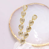 Round Stone Link Dangle Evening Earrings