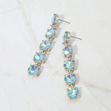 Round Stone Link Dangle Evening Earrings