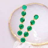 Round Stone Link Dangle Evening Earrings