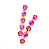 Round Stone Link Dangle Evening Earrings