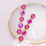 Round Stone Link Dangle Evening Earrings