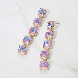 Round Stone Link Dangle Evening Earrings