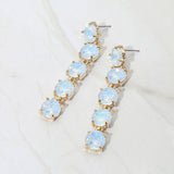 Round Stone Link Dangle Evening Earrings