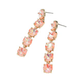 Round Stone Link Dangle Evening Earrings