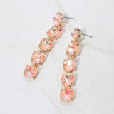 Round Stone Link Dangle Evening Earrings
