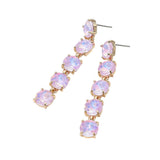 Round Stone Link Dangle Evening Earrings