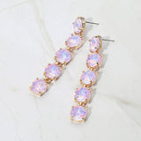 Round Stone Link Dangle Evening Earrings