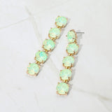 Round Stone Link Dangle Evening Earrings
