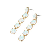 Round Stone Link Dangle Evening Earrings
