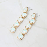 Round Stone Link Dangle Evening Earrings