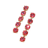 Round Stone Link Dangle Evening Earrings