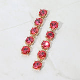 Round Stone Link Dangle Evening Earrings