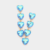 Heart Stone Link Dangle Evening Earrings