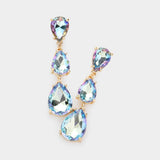 Teardrop Stone Link Dropdown Evening Earrings