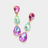 Teardrop Stone Link Dropdown Evening Earrings