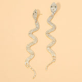 Rhinestone Snake Drop Statement Earrings