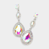 Women's Glass Crystal Teardrop Evening Dangle Earrings