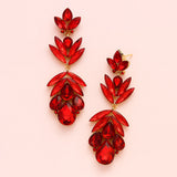 Glass Crystal Petal Drop Statement Evening Earrings