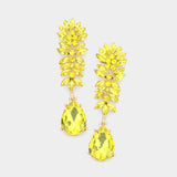 Marquise Stone Cluster Teardrop Link Dangle Evening Earrings