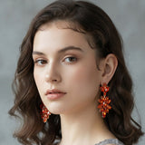 Marquise Glass Crystal Oval Cluster Vine Evening Earrings