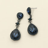 Double Teardrop Stone Accented Dangle Evening Earrings