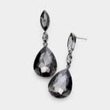 Double Marquise Stone Teardrop Link Dangle Evening Earrings