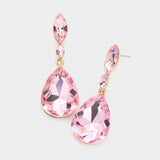 Double Marquise Stone Teardrop Link Dangle Evening Earrings