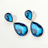 Women's Glass Crystal Teardrop Evening Dangle Earrings