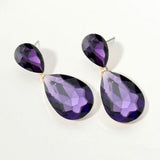 Women's Glass Crystal Teardrop Evening Dangle Earrings