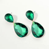Women's Glass Crystal Teardrop Evening Dangle Earrings
