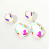 Women's Glass Crystal Teardrop Evening Dangle Earrings