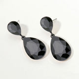 Women's Glass Crystal Teardrop Evening Dangle Earrings