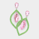 Teardrop Marquise Stone Accented Dangle Evening Earrings