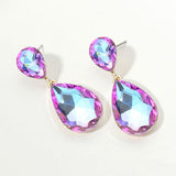 Women's Glass Crystal Teardrop Evening Dangle Earrings