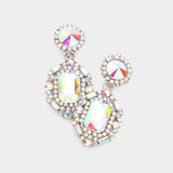 Emerald Cut Crystal Evening Earrings