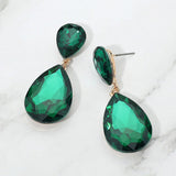Teardrop Crystal Rhinestone Evening Earrings