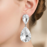 Teardrop Crystal Rhinestone Evening Earrings