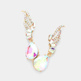 Teardrop Stone Dangle Evening Earrings