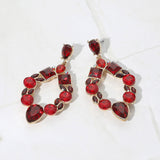 Teardrop Square Round Crystal Evening Earrings