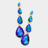 Teardrop Stone Link Dangle Evening Earrings