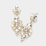 Teardrop Stone Cluster Embellished Dangle Evening Earrings