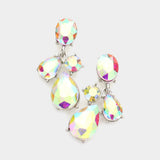 Multi Stone Link Dangle Evening Earrings