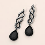Teardrop Rhinestone Pave Drop Evening Earrings