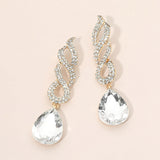 Teardrop Rhinestone Pave Drop Evening Earrings