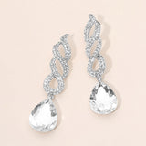 Teardrop Rhinestone Pave Drop Evening Earrings