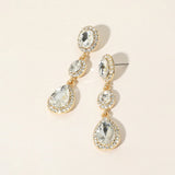 Oval Teardrop Stone Cluster Link Dropdown Evening Earrings
